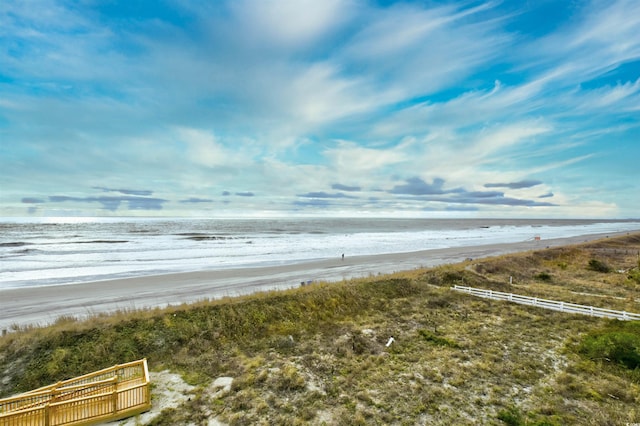 property view of water featuring a view of the beach