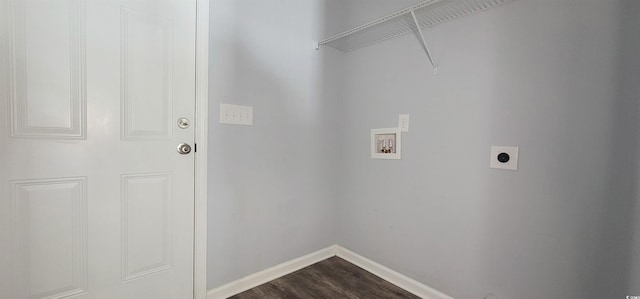 laundry room featuring dark hardwood / wood-style flooring, washer hookup, and electric dryer hookup