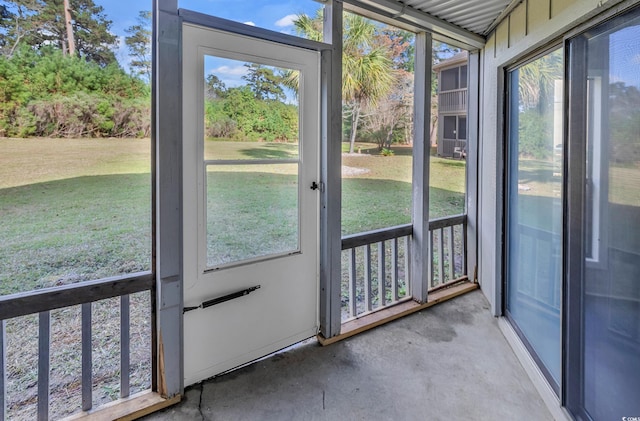 view of unfurnished sunroom