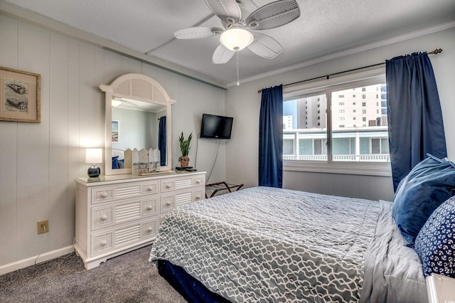 814 N Waccamaw Dr Unit 311, Garden City Beach, SC 29576 - bedroom featuring carpet floors, ornamental molding, and a ceiling fan