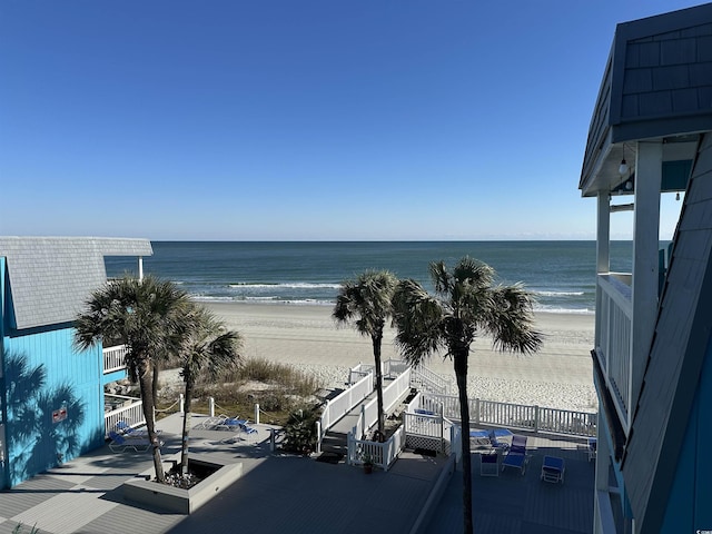 view of water feature featuring a beach view