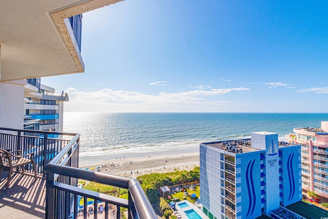 property view of water with a beach view