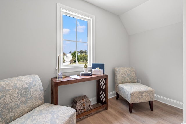 852 Comanders Island Rd, Georgetown, SC 29440 - living area with wood finished floors, baseboards, vaulted ceiling, and an office area