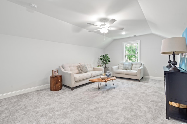 852 Comanders Island Rd, Georgetown, SC 29440 - living area featuring lofted ceiling, baseboards, ceiling fan, and carpet