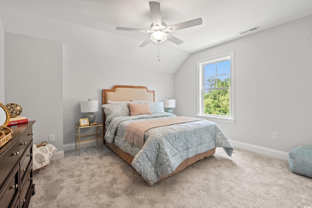 852 Comanders Island Rd, Georgetown, SC 29440 - bedroom featuring lofted ceiling, light colored carpet, baseboards, and ceiling fan