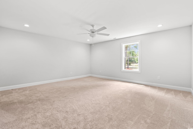 805 Comanders Island Rd, Georgetown, SC 29440 - carpeted spare room with recessed lighting, a ceiling fan, and baseboards