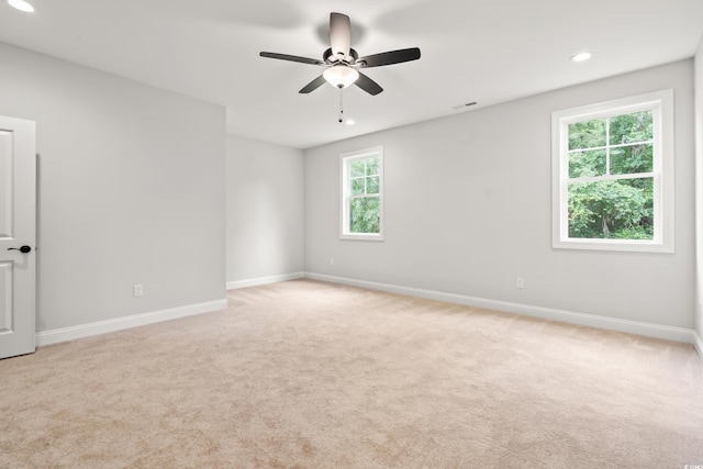 805 Comanders Island Rd, Georgetown, SC 29440 - empty room featuring light colored carpet, baseboards, a ceiling fan, and recessed lighting