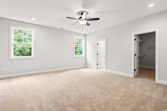 805 Comanders Island Rd, Georgetown, SC 29440 - unfurnished bedroom featuring carpet, baseboards, a spacious closet, recessed lighting, and ceiling fan