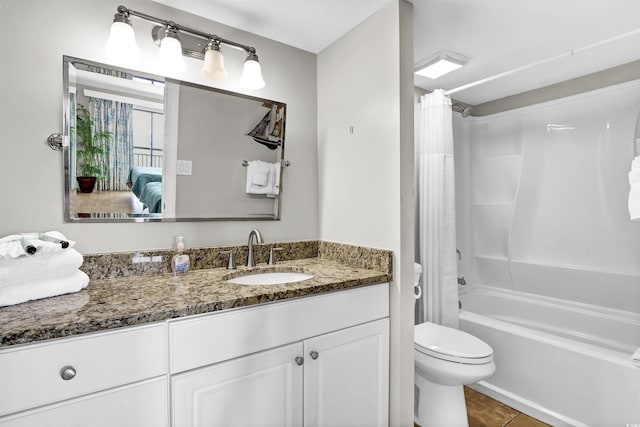2001 S Ocean Blvd Unit 905, Myrtle Beach, SC 29577 - full bathroom featuring tile patterned flooring, shower / bath combination with curtain, vanity, and toilet