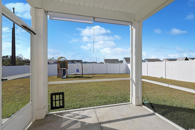 view of unfurnished sunroom