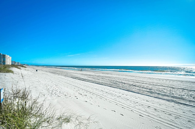 property view of water featuring a view of the beach