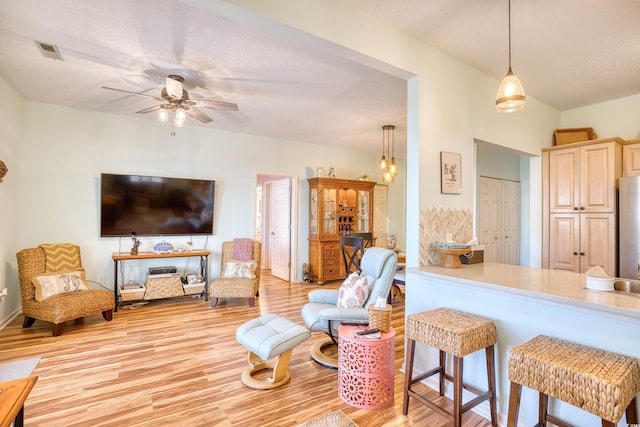 5102 Sweetwater Blvd -, Unit Murrells Inlet, SC 29576 - living room featuring a ceiling fan and light wood-style floors