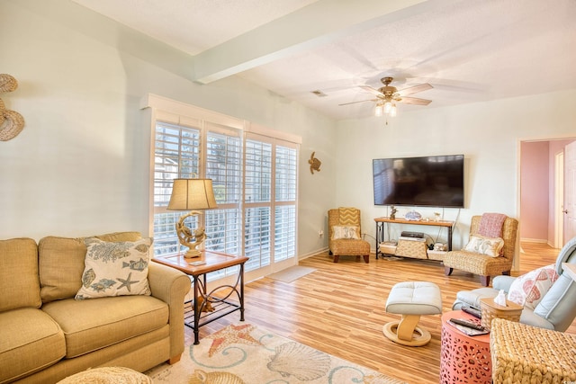 5102 Sweetwater Blvd -, Unit Murrells Inlet, SC 29576 - living room with light wood-type flooring, ceiling fan, and beam ceiling