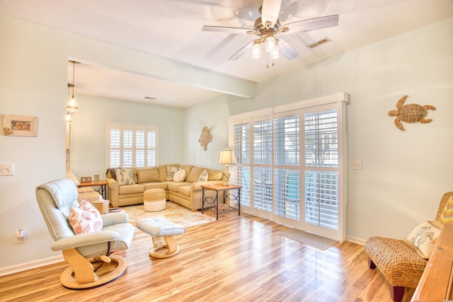 5102 Sweetwater Blvd -, Unit Murrells Inlet, SC 29576 - living room featuring wood finished floors, a ceiling fan, and a textured ceiling