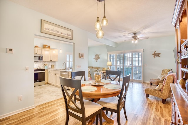 5102 Sweetwater Blvd -, Unit Murrells Inlet, SC 29576 - dining space with healthy amount of natural light, a ceiling fan, and light wood-type flooring