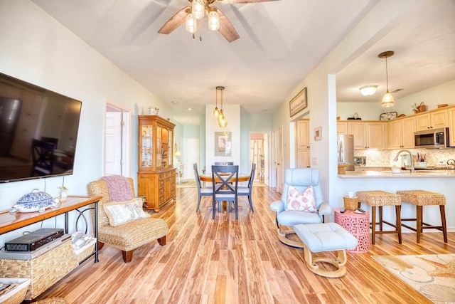 5102 Sweetwater Blvd -, Unit Murrells Inlet, SC 29576 - living room featuring light wood-style flooring and ceiling fan