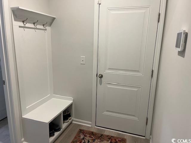 mudroom featuring hardwood / wood-style floors