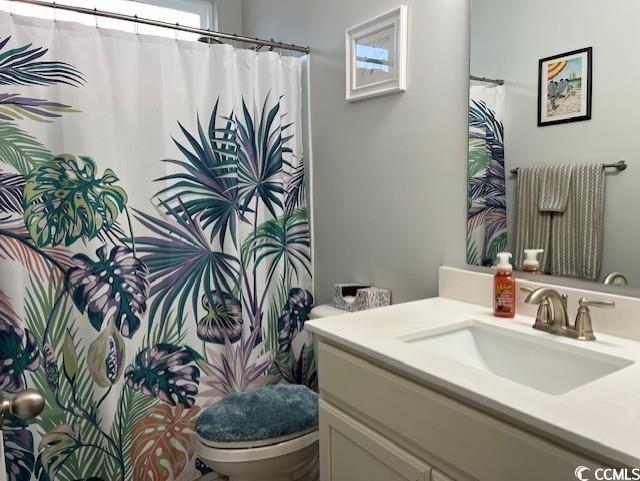 bathroom with vanity and toilet