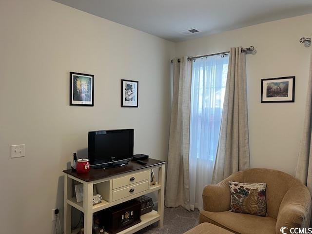 sitting room featuring carpet