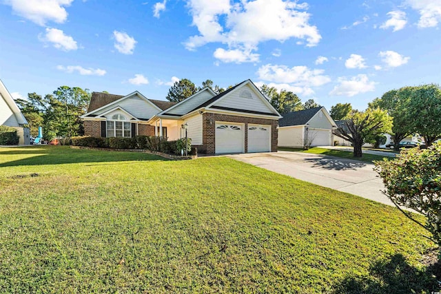 view of front of house with a garage and a front yard