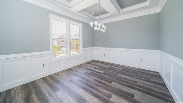 1010 Club House Dr, North Myrtle Beach, SC 29582 - empty room featuring a chandelier, coffered ceiling, crown molding, beam ceiling, and a wainscoted wall