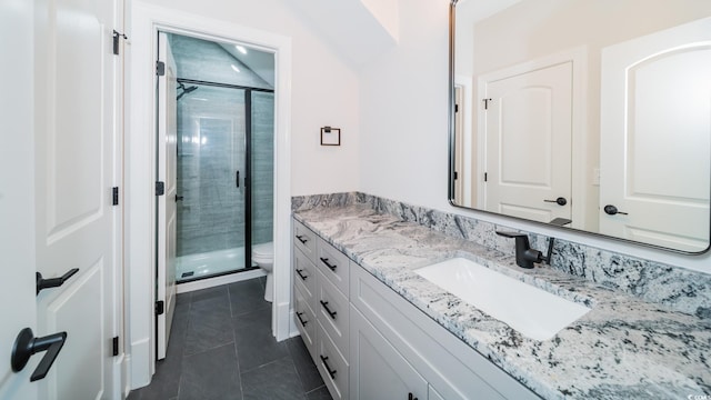 1010 Club House Dr, North Myrtle Beach, SC 29582 - bathroom featuring vanity, tile patterned floors, and a shower stall