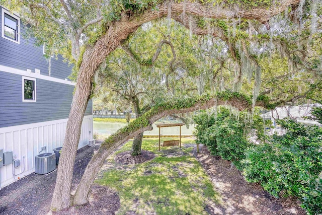 view of yard featuring central AC