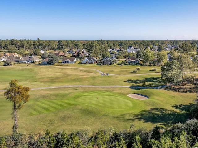 bird's eye view featuring a residential view and view of golf course