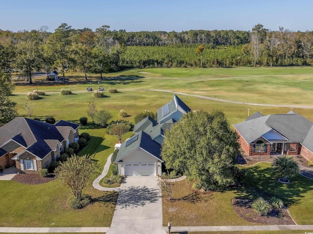 birds eye view of property featuring view of golf course