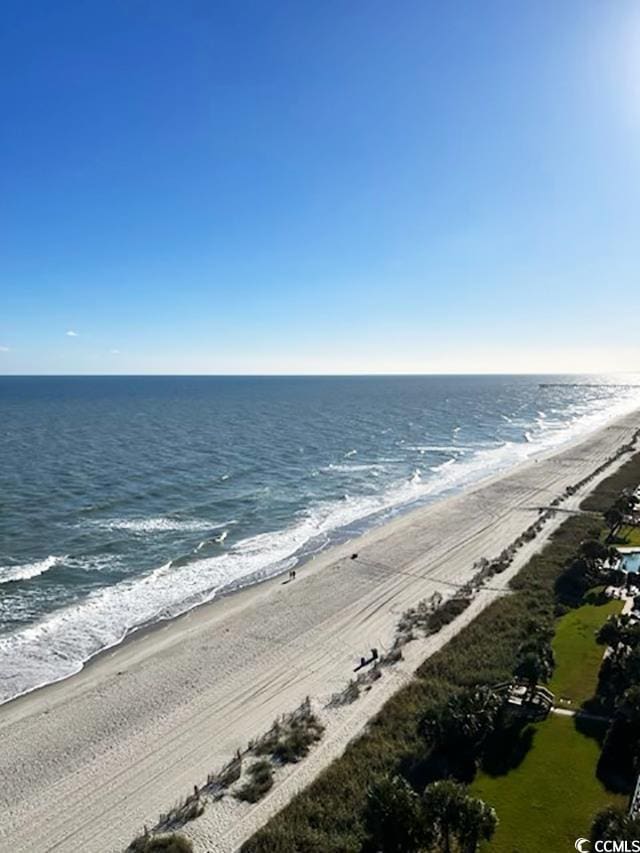 property view of water with a beach view