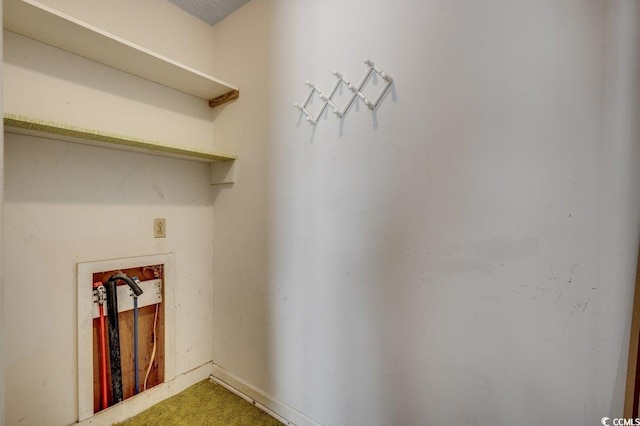 laundry room with carpet and hookup for a washing machine