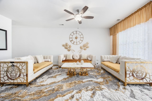 656 Pistoia Ln Unit 304, Myrtle Beach, SC 29579 - living room with visible vents and ceiling fan