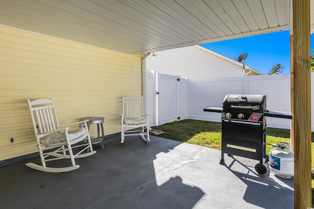 view of patio with a grill