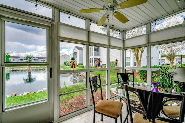 2226 Huntington Dr Unit D, Surfside Beach, SC 29575 - sunroom with a water view, ceiling fan, and healthy amount of natural light