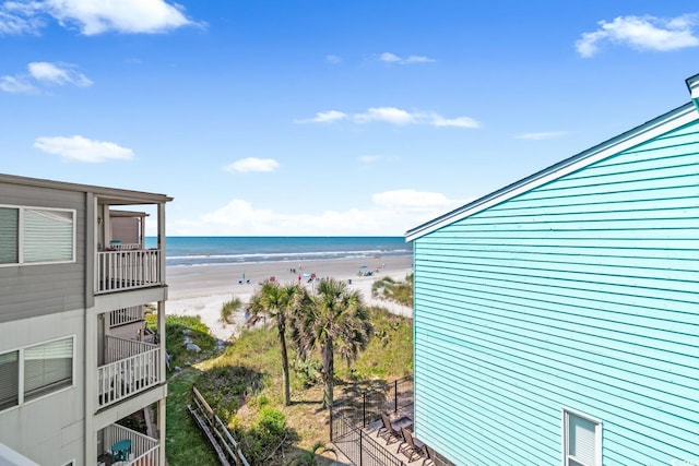 property view of water featuring a view of the beach