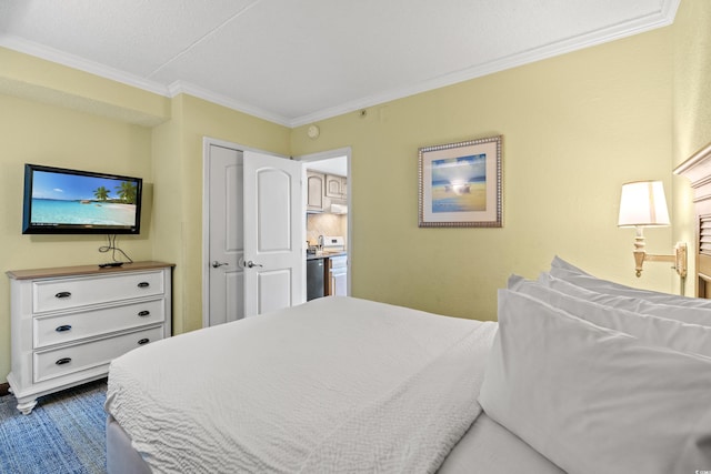 bedroom with ornamental molding