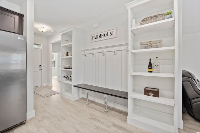 mudroom with light wood-type flooring