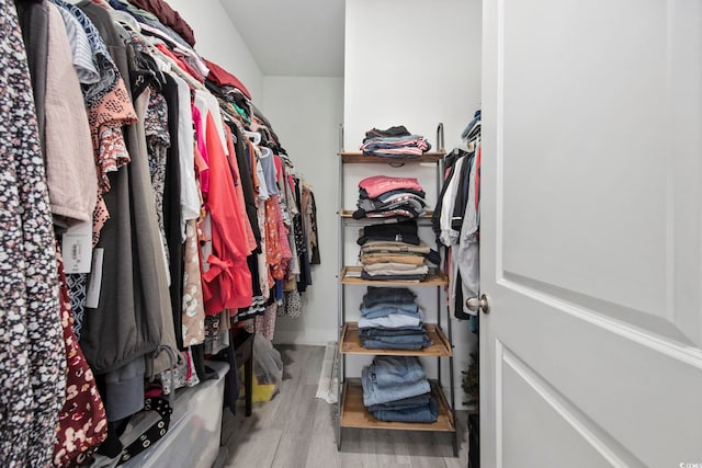 walk in closet featuring hardwood / wood-style floors