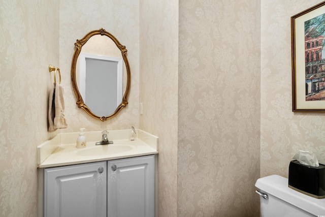 4491 Horseshoe Bnd, Murrells Inlet, SC 29576 - bathroom featuring toilet, wallpapered walls, and vanity