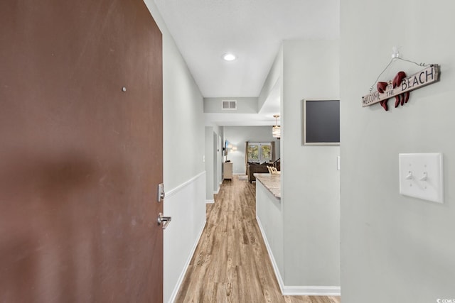 hall featuring light wood-type flooring