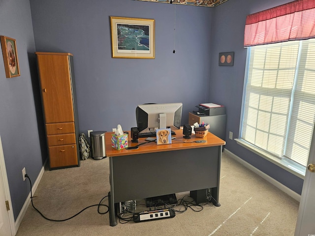 office space featuring light colored carpet