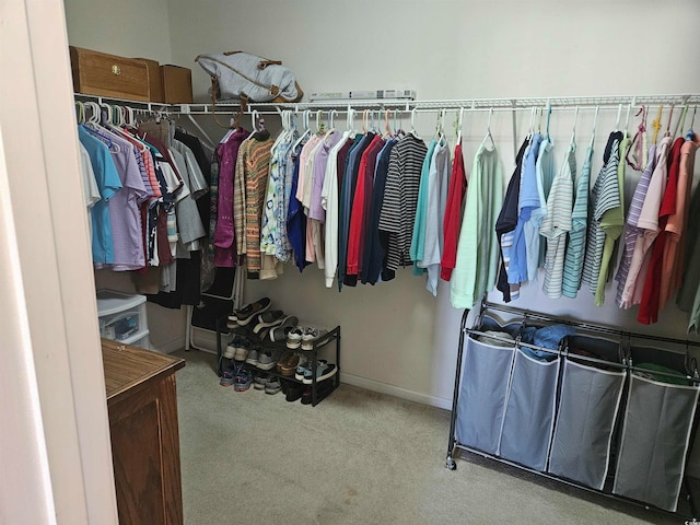 spacious closet with carpet