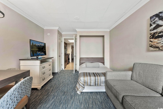 1105 S Ocean Blvd Unit 106, Myrtle Beach, SC 29577 - bedroom with dark carpet and crown molding