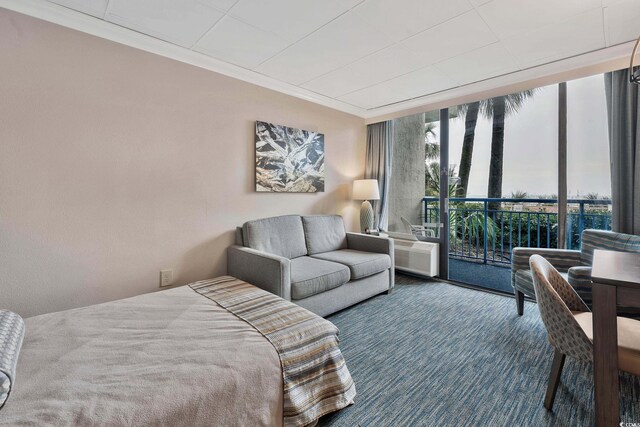 1105 S Ocean Blvd Unit 106, Myrtle Beach, SC 29577 - bedroom with access to exterior and a wall of windows