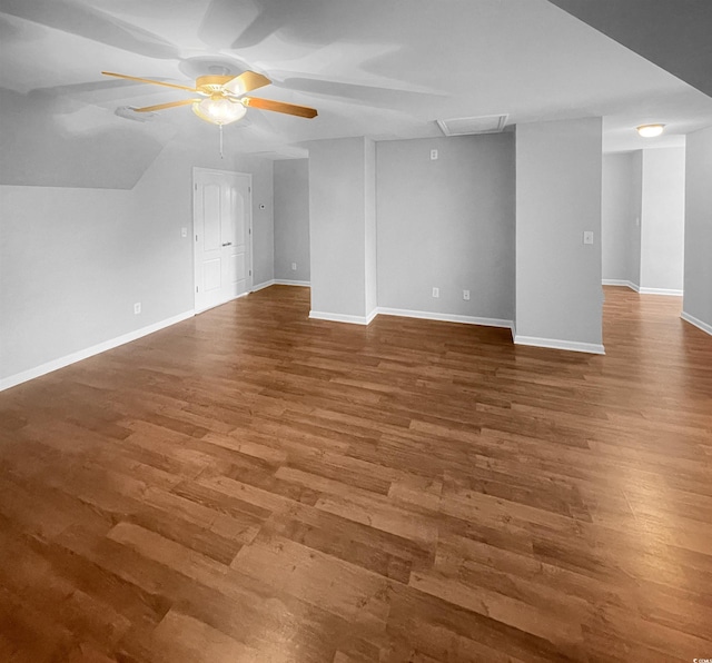 interior space with hardwood / wood-style flooring and ceiling fan