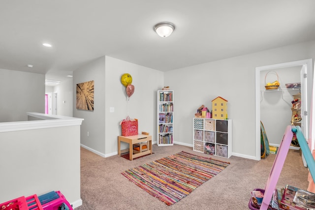 game room with carpet floors