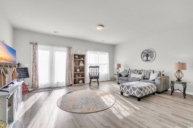 living room featuring light hardwood / wood-style floors