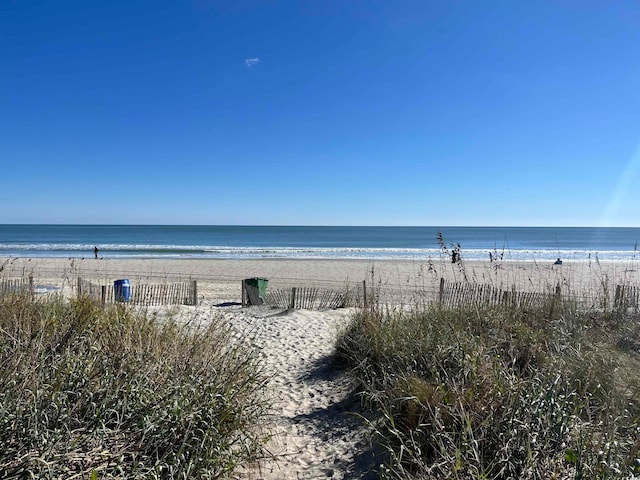 view of water feature featuring a beach view