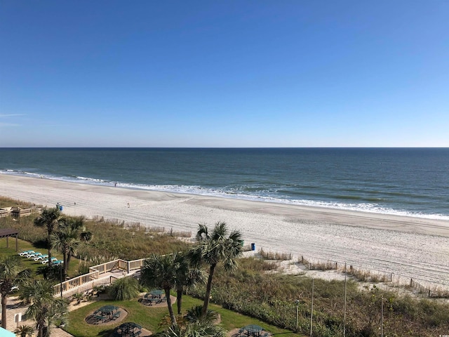 property view of water with a beach view