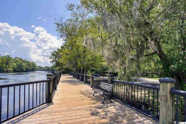 exterior space with a water view